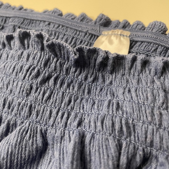 Forever 21 Ribbed Off Shoulder Long Sleep Crop Top: Dark Blue - Picture 3 of 4